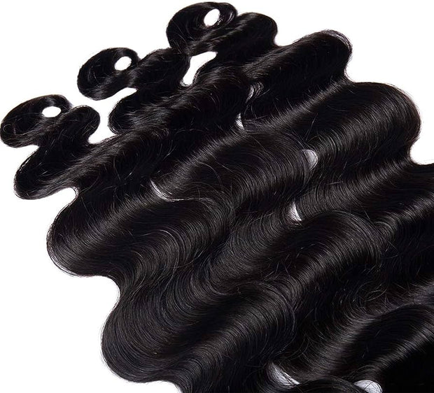 VIRGIN BODY WAVE BUNDLES WITH TRANSPARENT LACE FRONTAL 13X6"